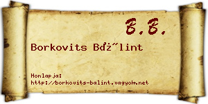 Borkovits Bálint névjegykártya
